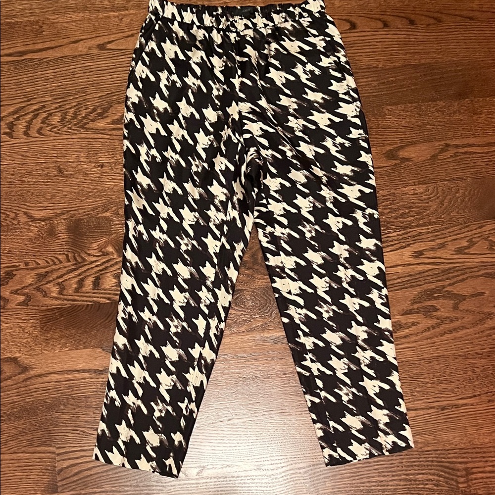 Jcrew silk Black and White Houndstooth Pants